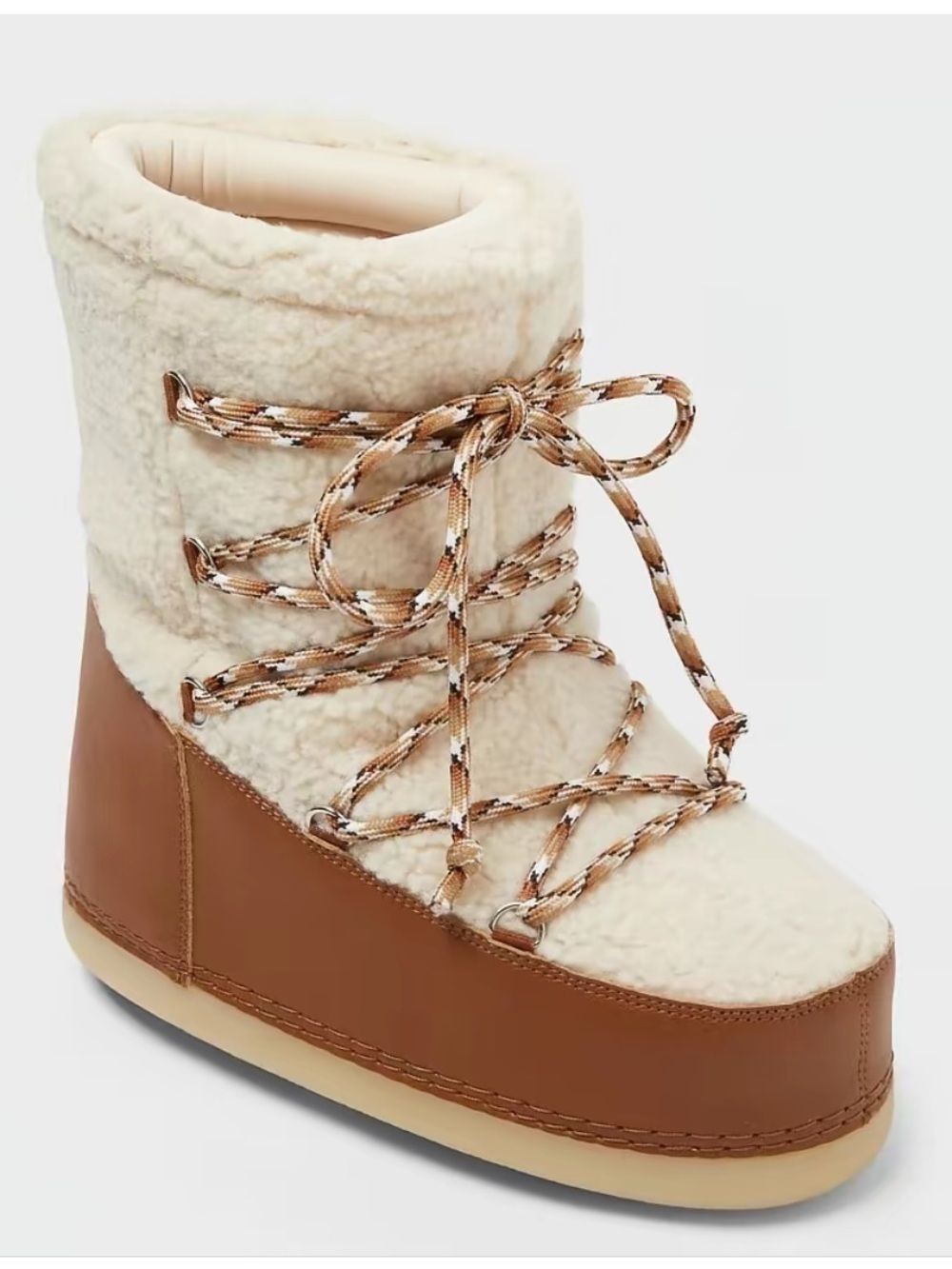 Zenita Target Women's Cream Sherpa Lace-Up Winter Boot